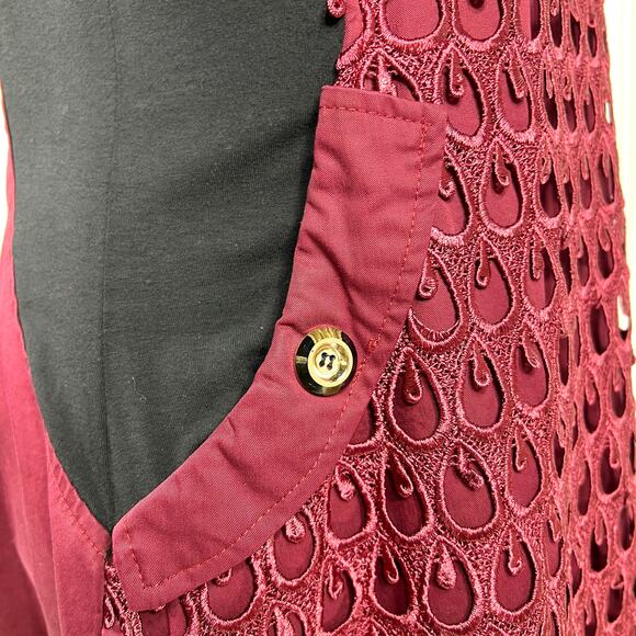 Milly New York Y2K Whimsigoth Dress Medium Burgundy Black Lace Overlay Beads - Picture 8 of 16